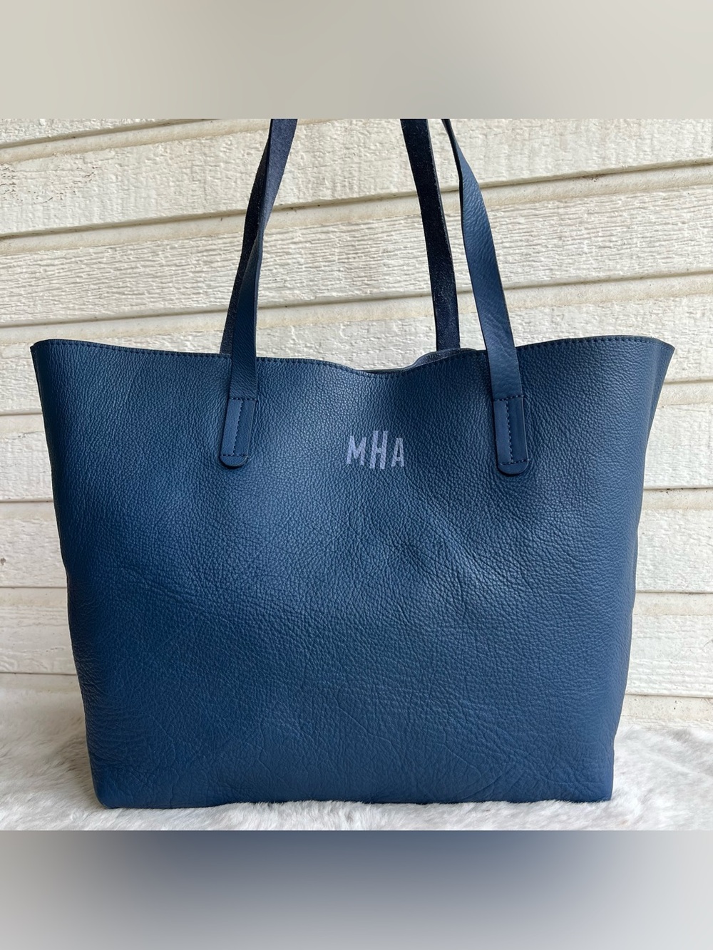 MARK & GRAHAM Royal Blue XL Leather Traveller Shopper Commute Tote Laptop Bag